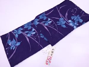 新品　ブランド浴衣　女性　和遊日　変わり織　菖蒲模様綿麻浴衣（フリーサイズ）（紫）
